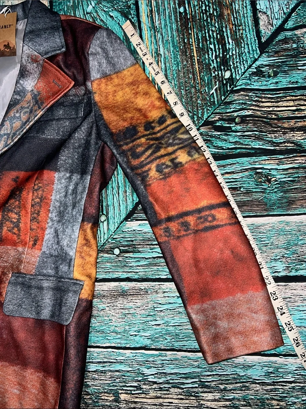 Men’s MANLY Casual Retro Plaid Patchwork Printed Blazer Jacket Medium